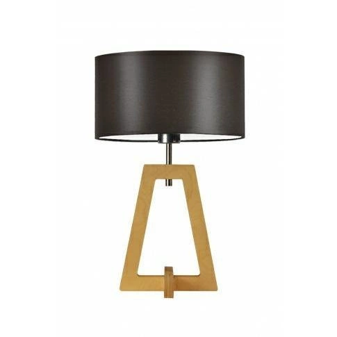 Noční lampa Clio hnědá moderní s látkovým stínidlem a dubovým podstavcem do ložnice LYSNE