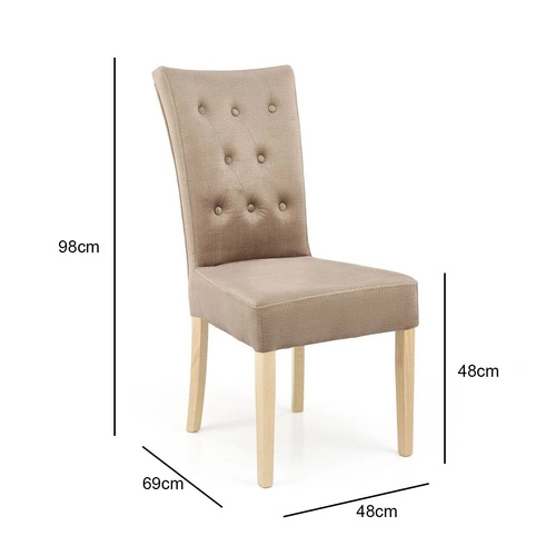 Čalouněná sametová jídelní židle Xsavier Intesi béžová s dřevěnými nohami