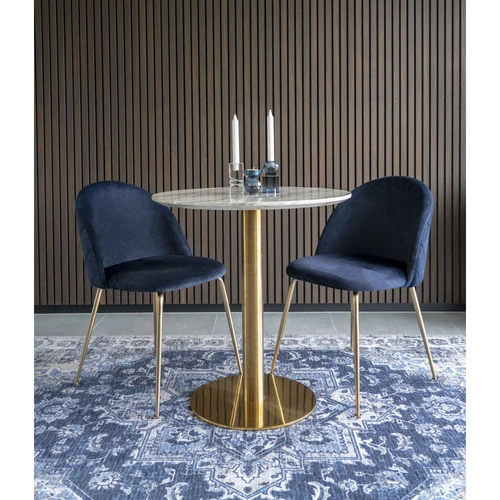 Čalouněná jídelní židle Geneve Intesi modrý samet na zlatých nohách glamour