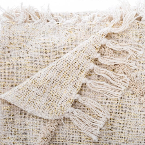 Bavlněný přehoz Shine 130x180 cm béžový boho do ložnice Atmosphera