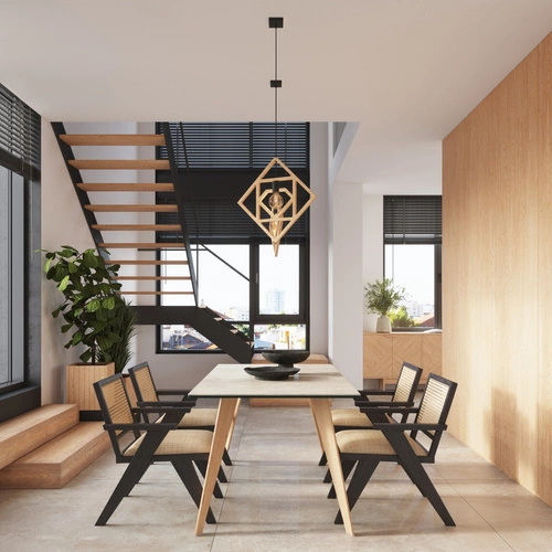 Závěsné svítidlo CARO moderní dřevěné do obýváku a kuchyně přírodní, vzdušné, 145 cm