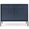 Komoda Evora modrá se zásuvkami na vysokých nohách glamour do obýváku 104 cm Intesi