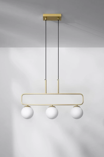 Mosazná závěsná lampa Jove 3x20W G9 s bílým difuzorem