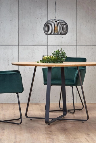 Kulatý jídelní stůl Perol 120 cm moderní loft zlatý dub černé nohy Intesi