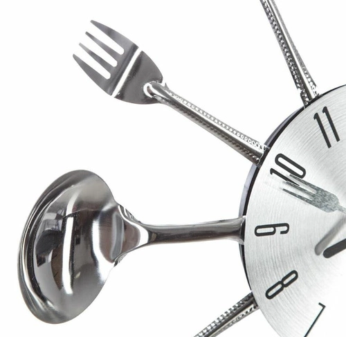Moderní nástěnné hodiny Cutlery Atmosphera stříbrné 38 cm tiché do kuchyně nebo jídelny
