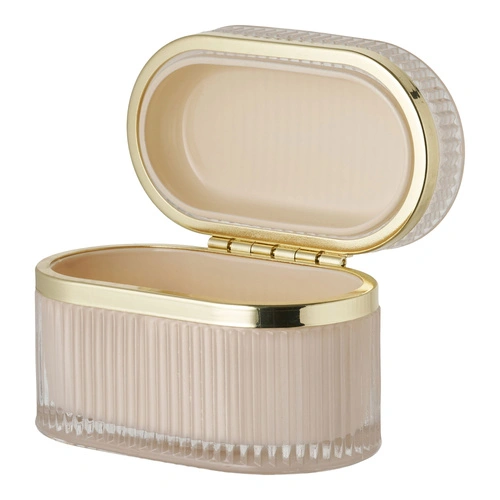 House Nordic skleněná dekorativní krabička Love béžovo‑zlatá