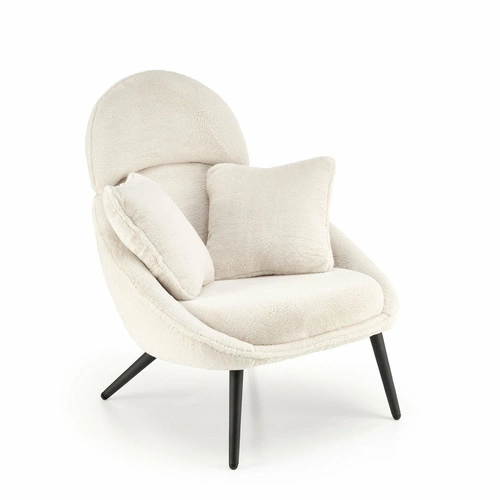 Relaxační křeslo Gloris Intesi do obýváku moderní krémové plyšové s polštáři