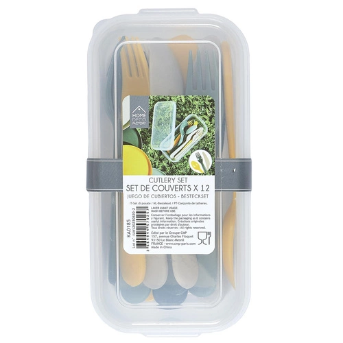 Intesi moderní pikniková sada příborů z plastu pro 4 osoby, 12 dílů, vhodné do myčky