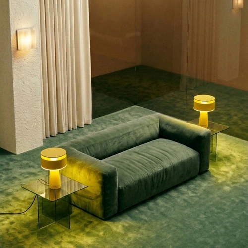Stolní lampa AXO žlutá moderní do obývacího pokoje s kabelovým vypínačem