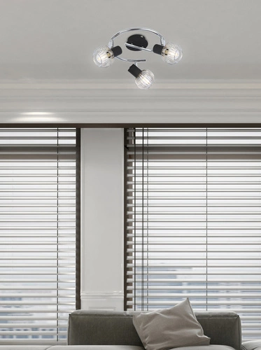 Stropní svítidlo Oslo černo-chromové 3bodové nastavitelné do obýváku a kuchyně 42 cm