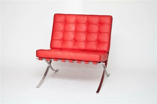 Relaxační křeslo BA1 pravá kůže červené inspirované Barcelona moderní do obýváku