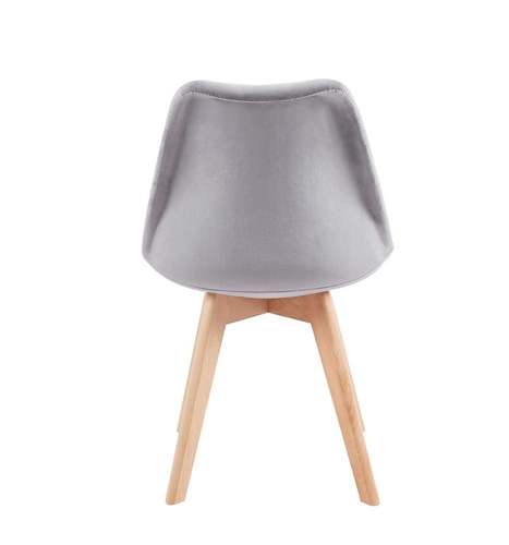 Jídelní židle Bess Velvet šedá čalouněná sametová skandinávský styl s dřevěnými nohami Intesi