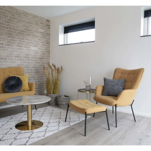 Kulatý konferenční stolek Venezia skleněný černý glamour se zlatou kovovou podstavou do obýváku