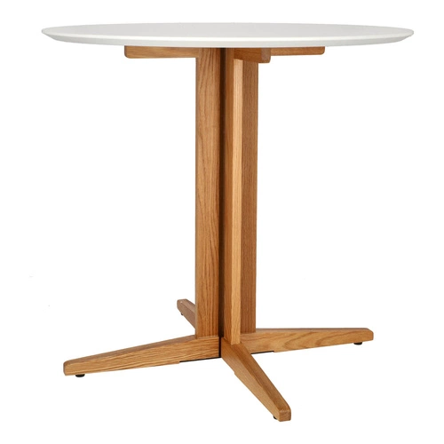 Kulatý jídelní stůl Mauro 80 cm bílá deska přírodní dub moderní do jídelny a obýváku