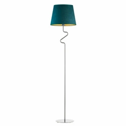 Stojací lampa do obýváku FOGO GOLD zelený samet glamour s látkovým stínidlem Lysne 174 cm
