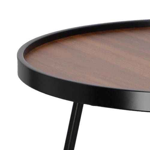 Kulatý konferenční stolek Tamsai 60 cm černý ořech loftový do obýváku odkládací Intesi