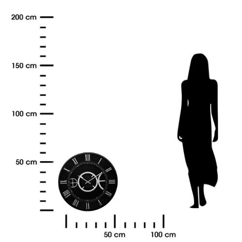 Moderní velké nástěnné hodiny Kerian 57 cm černé s tichým chodem do obýváku Atmosphera