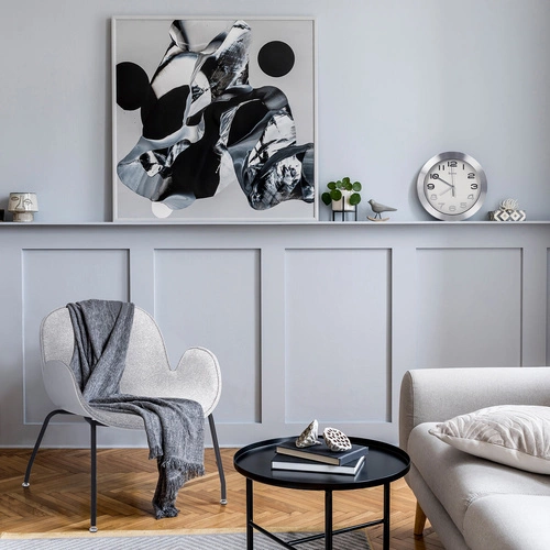 Nástěnné hodiny glamour Ago Intesi bílé chrom elegantní do obýváku nebo kanceláře 20 cm