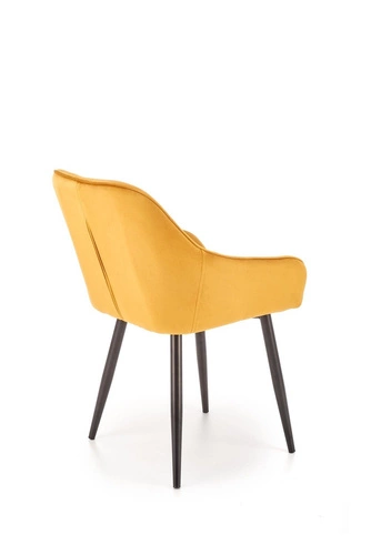 Jídelní židle Marion hořčicová čalouněná sametem s područkami moderní Intesi