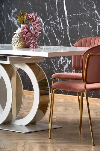 Rozkládací jídelní stůl Change bílý zlatý moderní glamour 160 cm