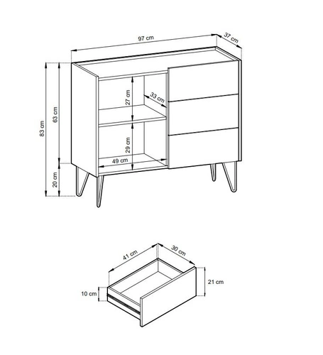 Široká komoda Marbren černá       
