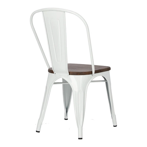 Jídelní židle Paris Wood D2.DESIGN bílá kovová s dřevěným sedákem borovice