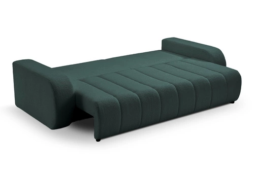 Rozkládací pohovka pro 3 osoby Hobro zelená s úložným prostorem a funkcí spaní do obýváku