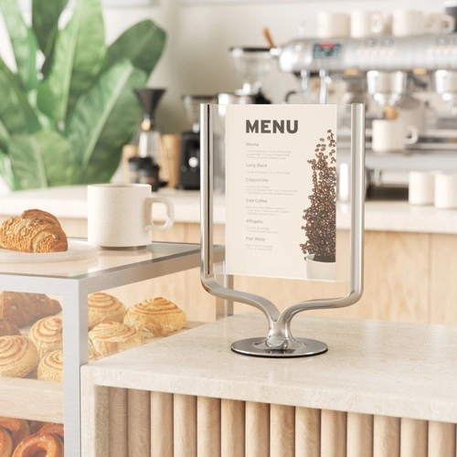 Stojací hliníkový fotorámeček 10x15 Umbra Wishbone stříbrný oboustranný loftový