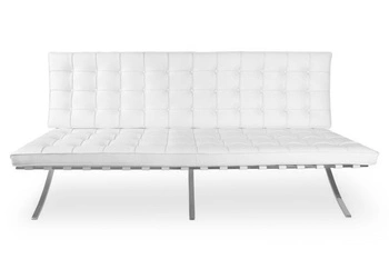 Moderní dvoumístná pohovka Ba inspirovaná Barcelona bílá ekokůže do obýváku