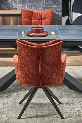 Rozkládací jídelní stůl Narel 180-230 cm moderní modrý mramor černé nohy Intesi