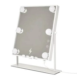 Intesi LED stojací kosmetické zrcadlo s reproduktorem a nabíječkou bílé obdélníkové