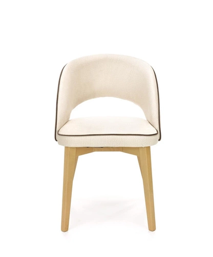 Čalouněná sametová jídelní židle Blanche skandinávská dub krémová s područkami