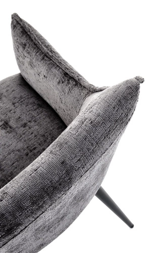 Čalouněná jídelní židle Arhiza šedá s područkami, moderní na černých nohách