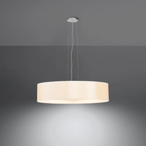 Moderní bílý lustr Skala 50 z textilu, 5 ramen, do obýváku a jídelny