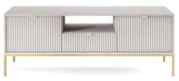 Šedá televizní skříňka Delicious s rýhovaným povrchem 154 cm na zlatých nohách moderní do obýváku Intesi