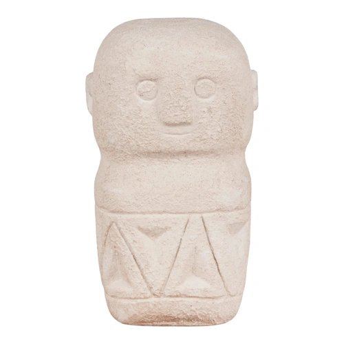 Dekorační cementová figurka Totem House Nordic boho béžová do obýváku nebo předsíně