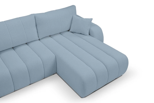 Modulární rozkládací rohová sedačka Hobro pravá moderní do obýváku modrá s úložným prostorem