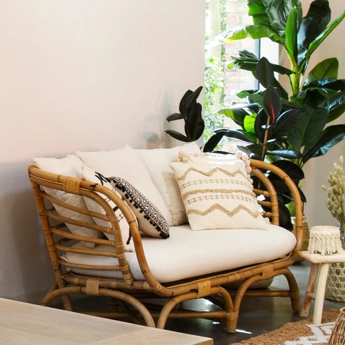 Pohovka Farah rattan/bílá