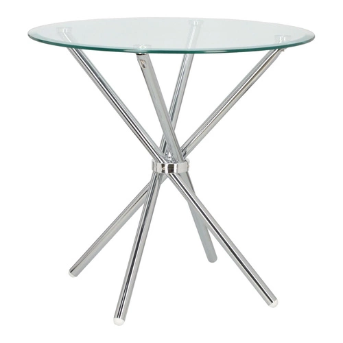 Kulatý skleněný stůl Ufo 90 cm transparentní moderní do jídelny a obýváku chrom Intesi