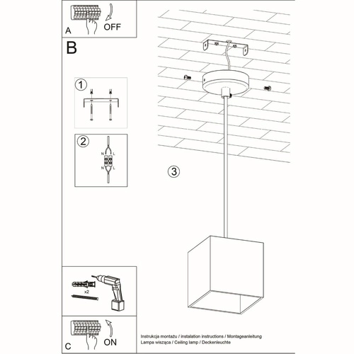 Závěsné svítidlo Quad 1 bílé moderní nad jídelní stůl a do kuchyně Sollux Lighting
