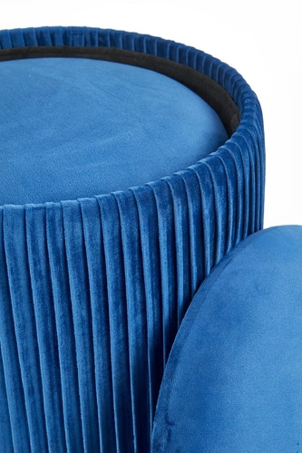 Sada 2 kulatých sametových taburetů s úložným prostorem v tmavě modré barvě do obýváku a předsíně Intesi