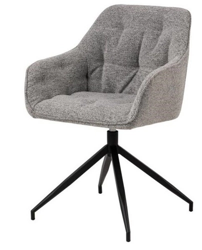 Otočená čalouněná židle Brooke šedá s područkami do jídelny a obýváku moderní