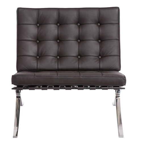 Odpočinkové křeslo BA1 hnědá pravá kůže inspirované Barcelona do moderního obýváku