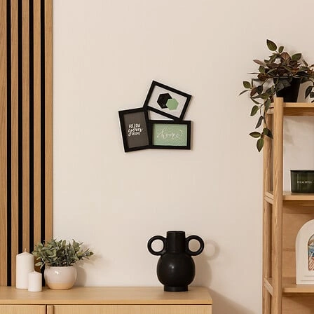 Rámeček na fotky Cali černý 10x15 na zeď loftový na 3 fotografie