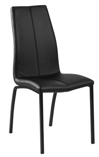 Čalouněná jídelní židle z ekokůže Asama Actona černá, moderní na kovových nohách