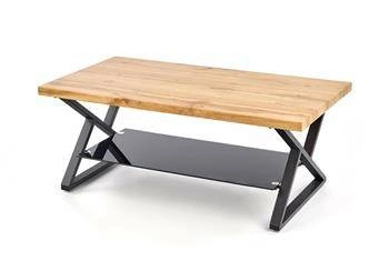 Konferenční stolek Venom Cristal obdélníkový dubový s černou policí moderní do obýváku Intesi