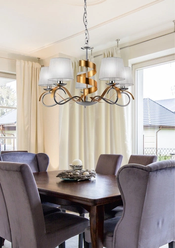 Závěsné svítidlo glamour Denis bílé s nastavitelnou výškou do obýváku a jídelny 68 cm