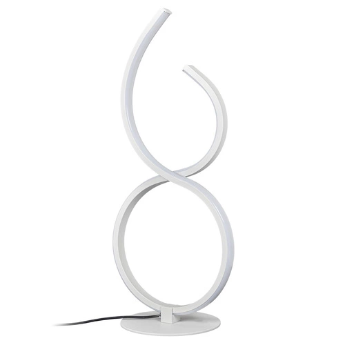 Moderní bílá noční LED lampa Intesi do ložnice a obýváku kovová 36 cm