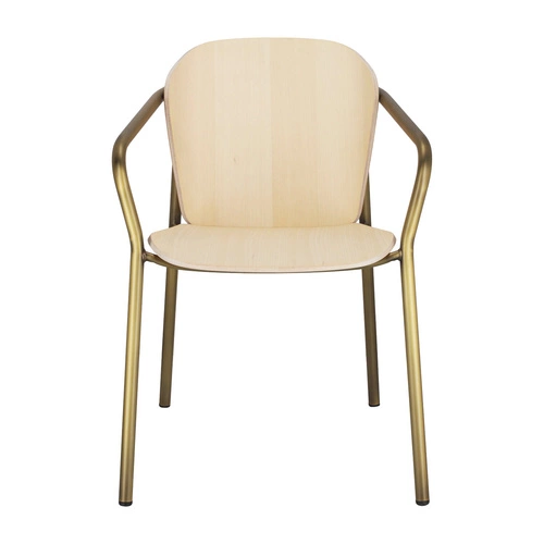 Jídelní židle Finn dřevěná s područkami na zlatých nohách moderní SCAB Design