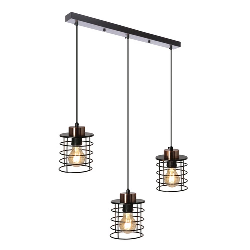 Závěsná lampa Glob černá+zlatá 3x40W E27 stínidlo černé